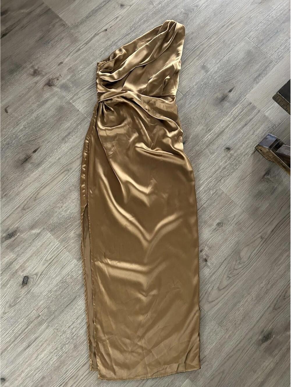 Petal and Pup Nadia Bronze One Shoulder Maxi Dress Size 4